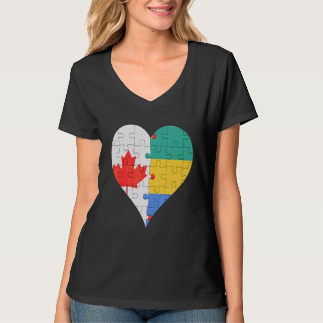 Camiseta Corazón de bandera gabonesa canadiense (Anverso)