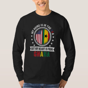 Camiseta Corazón de bandera ghanesa estadounidense de Ghana