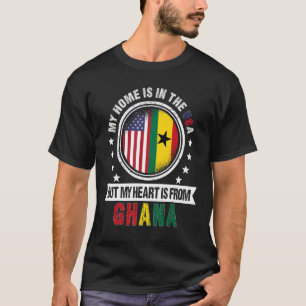 Camiseta Corazón de bandera ghanesa estadounidense de Ghana
