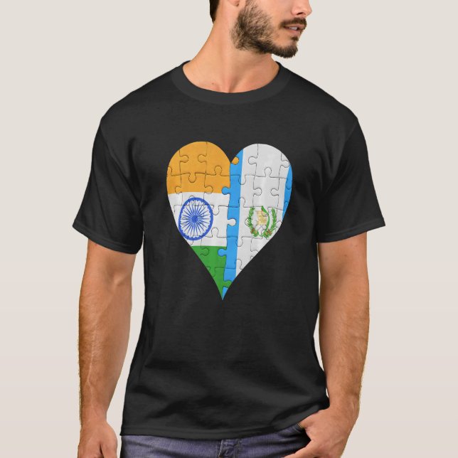 Camiseta Corazón de bandera guatemalteca india (Anverso)
