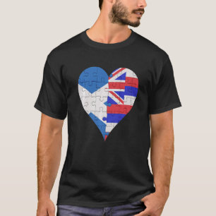Camiseta Corazón de bandera hawaiana escocesa