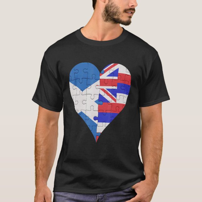 Camiseta Corazón de bandera hawaiana escocesa (Anverso)