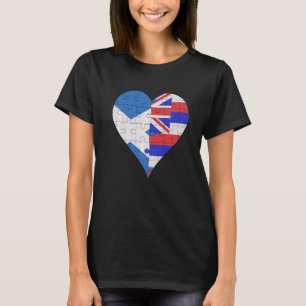 Camiseta Corazón de bandera hawaiana escocesa