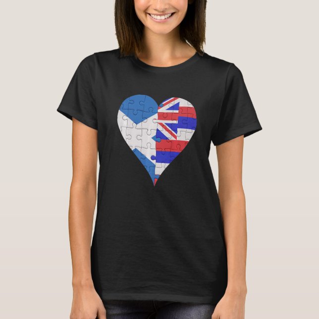 Camiseta Corazón de bandera hawaiana escocesa (Anverso)