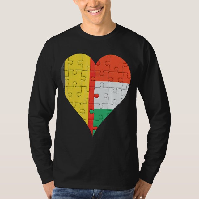 Camiseta Corazón de bandera húngara belga (Anverso)