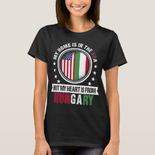 Camiseta Corazón de bandera húngara estadounidense de pat