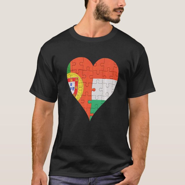 Camiseta Corazón de bandera húngara portuguesa (Anverso)