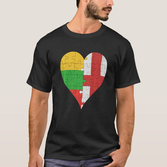 Camiseta Corazón de bandera inglesa lituana (Anverso)