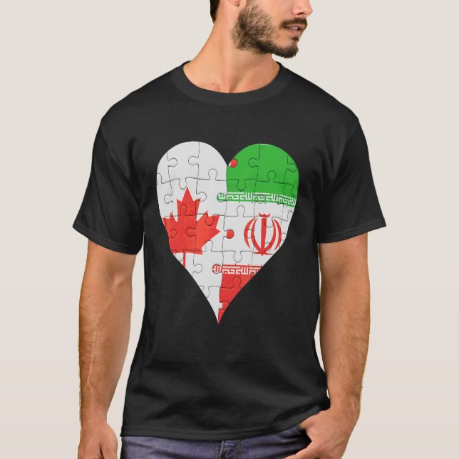 Camiseta Corazón de bandera iraní canadiense (Anverso)