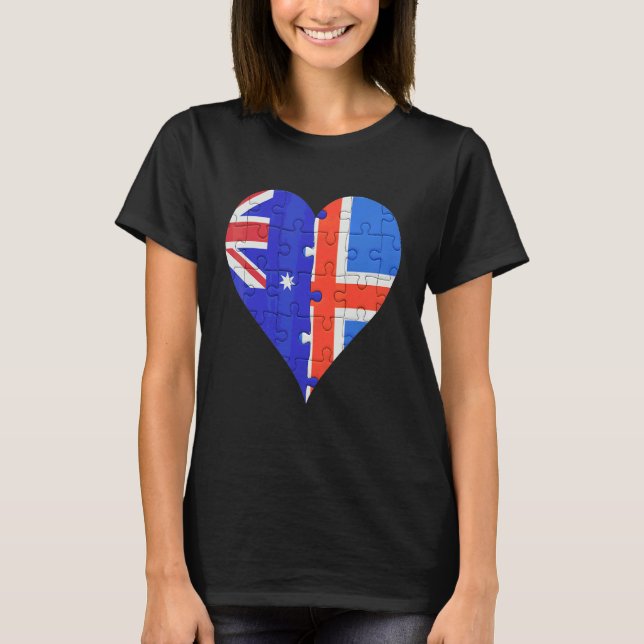 Camiseta Corazón de bandera islandesa australiana (Anverso)