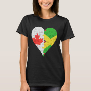 Camiseta Corazón de bandera jamaiquina canadiense