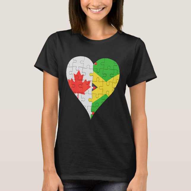 Camiseta Corazón de bandera jamaiquina canadiense (Anverso)