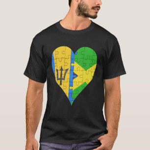 Camiseta Corazón de bandera jamaiquina de Barbados