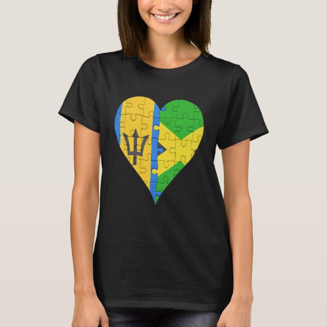 Camiseta Corazón de bandera jamaiquina de Barbados (Anverso)