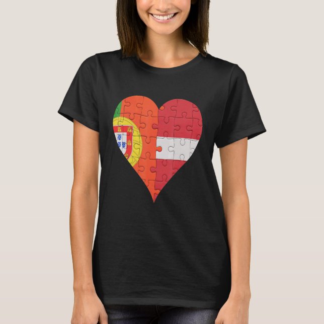 Camiseta Corazón de bandera letona portuguesa (Anverso)