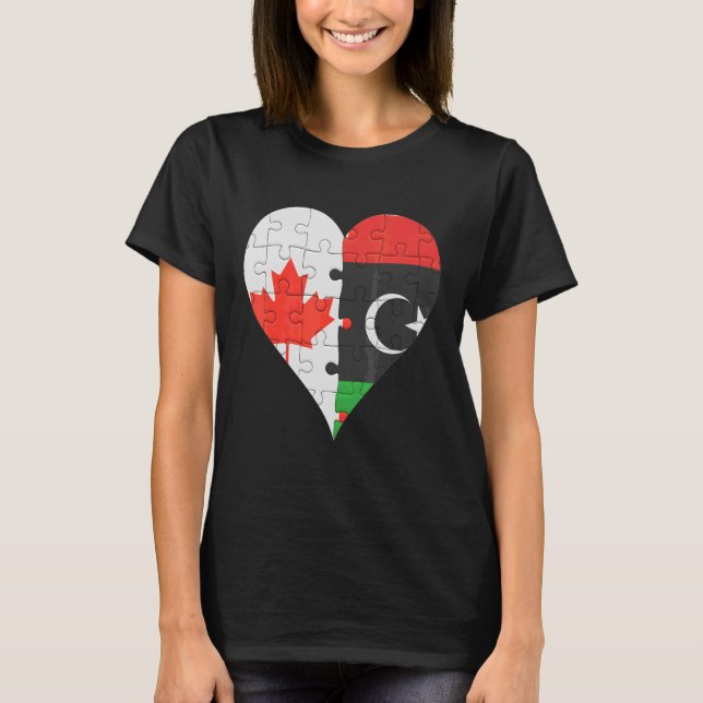 Camiseta Corazón de bandera libia canadiense (Anverso)