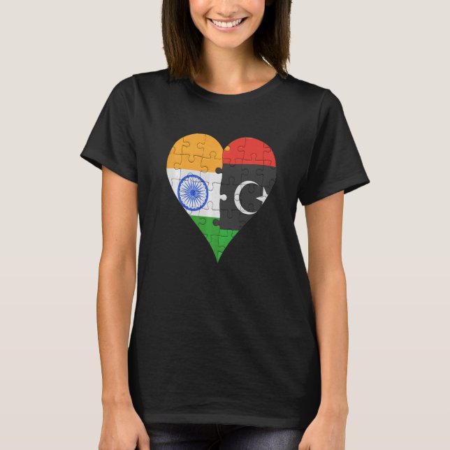Camiseta Corazón de bandera libia india (Anverso)