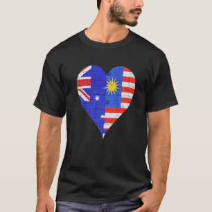 Camiseta Corazón de bandera malaya australiana