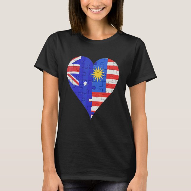 Camiseta Corazón de bandera malaya australiana (Anverso)