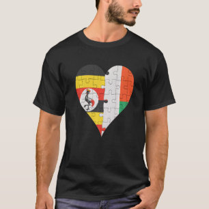Camiseta Corazón de bandera malgache de Uganda
