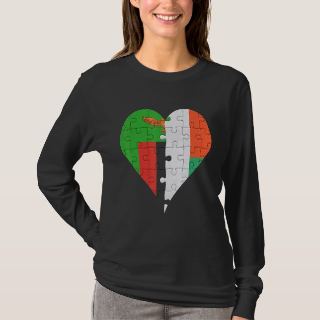 Camiseta Corazón de bandera malgache de Zambia (Anverso)