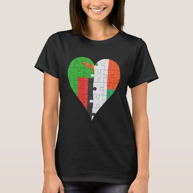 Camiseta Corazón de bandera malgache de Zambia (Anverso)