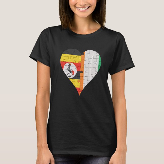 Camiseta Corazón de bandera marfileña ugandesa (Anverso)