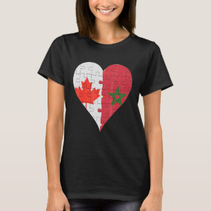 Camiseta Corazón de bandera marroquí canadiense