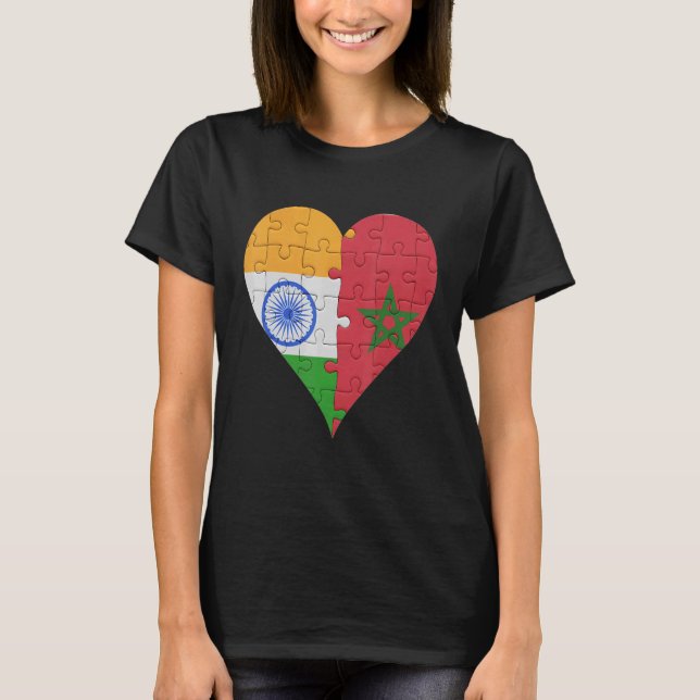 Camiseta Corazón de bandera marroquí india (Anverso)