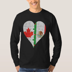 Camiseta Corazón de bandera mexicana canadiense