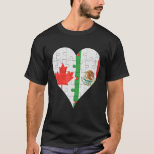 Camiseta Corazón de bandera mexicana canadiense
