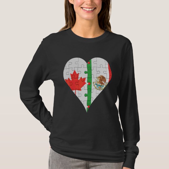 Camiseta Corazón de bandera mexicana canadiense (Anverso)