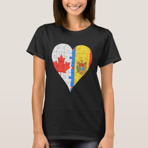 Camiseta Corazón de bandera moldava canadiense