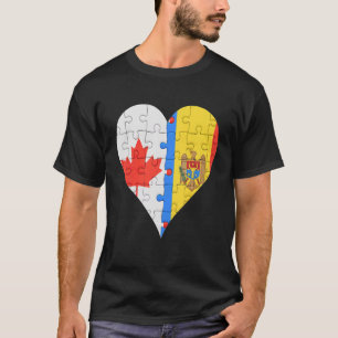 Camiseta Corazón de bandera moldava canadiense