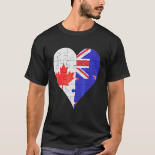 Camiseta Corazón de bandera neozelandesa canadiense