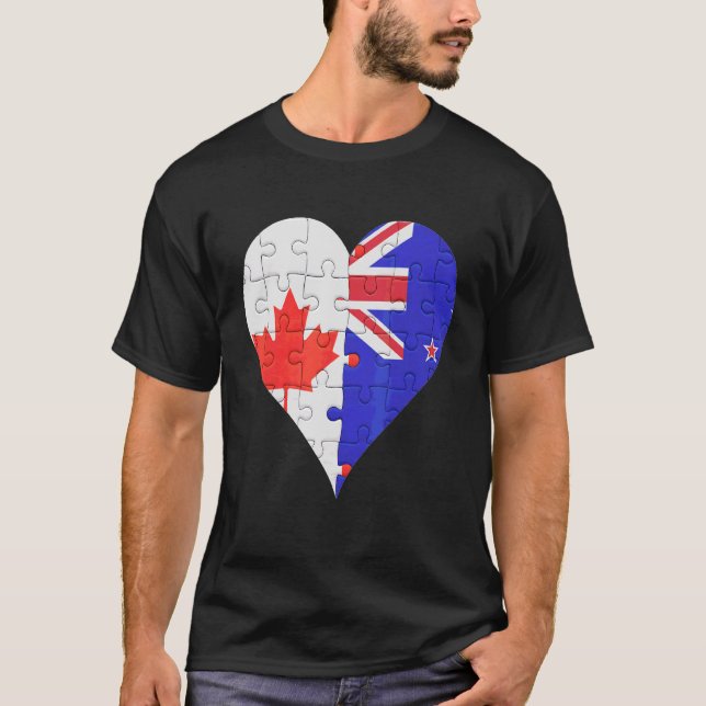 Camiseta Corazón de bandera neozelandesa canadiense (Anverso)