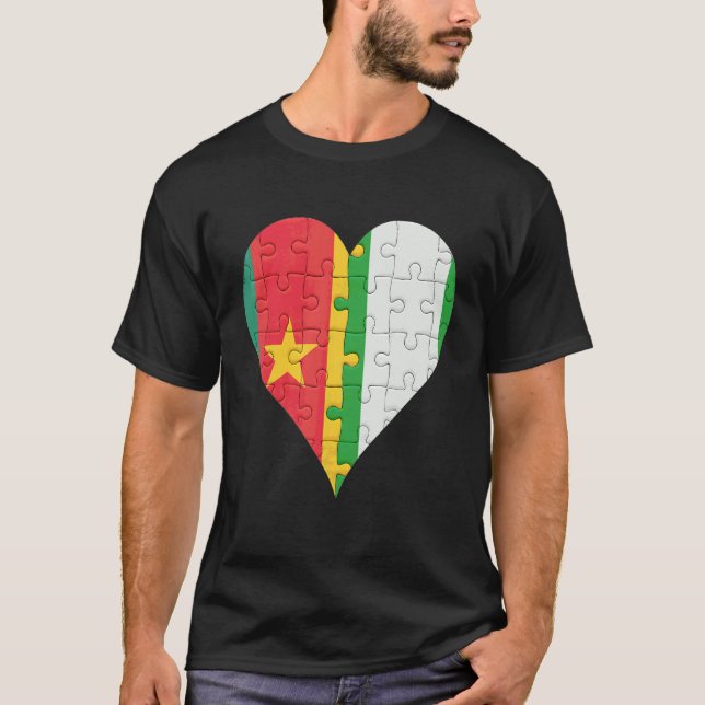 Camiseta Corazón de bandera nigeriana camerunés (Anverso)