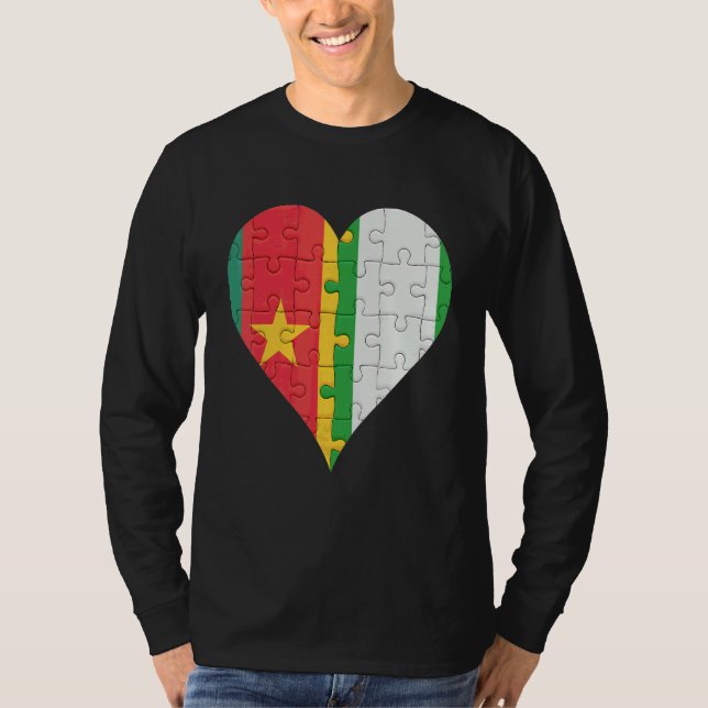 Camiseta Corazón de bandera nigeriana camerunés (Anverso)