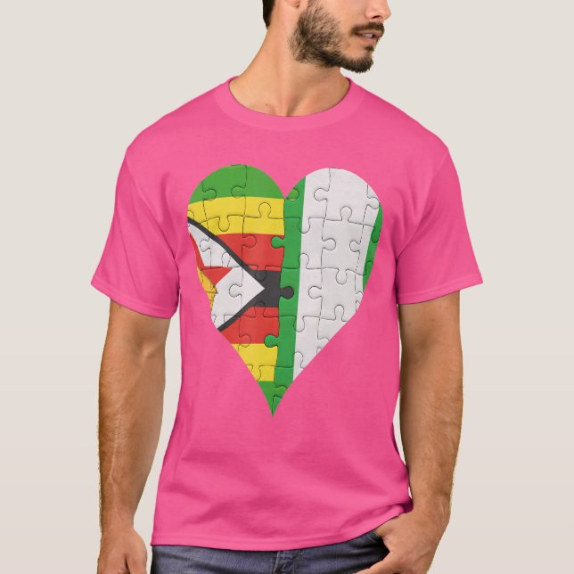 Camiseta Corazón de bandera nigeriana de Zimbabue (Anverso)
