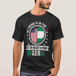 Camiseta Corazón de bandera nigeriana estadounidense de Nig