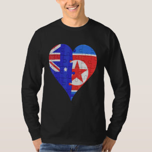 Camiseta Corazón de bandera norcoreana australiana
