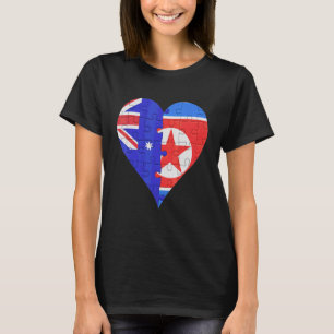 Camiseta Corazón de bandera norcoreana australiana