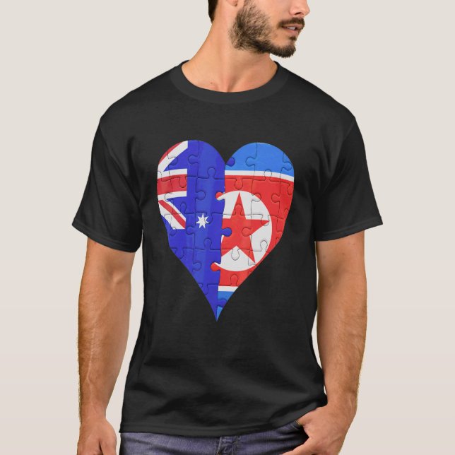 Camiseta Corazón de bandera norcoreana australiana (Anverso)
