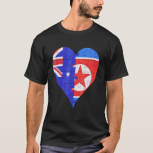 Camiseta Corazón de bandera norcoreana australiana