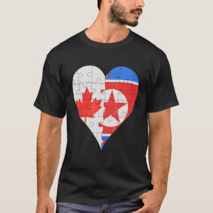 Camiseta Corazón de bandera norcoreana canadiense