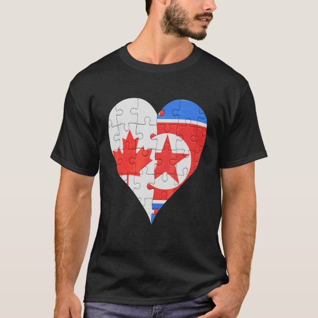 Camiseta Corazón de bandera norcoreana canadiense (Anverso)