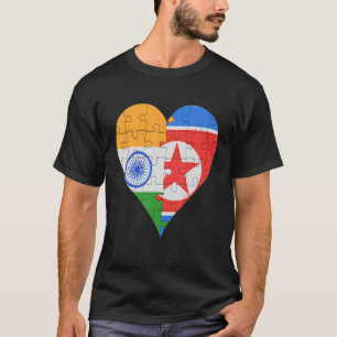 Camiseta Corazón de bandera norcoreana india