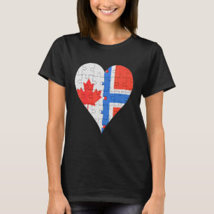 Camiseta Corazón de bandera noruega canadiense