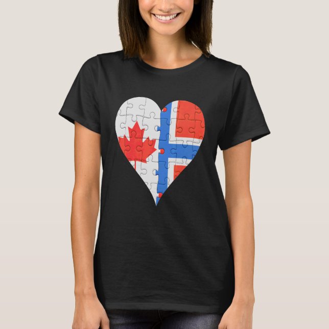 Camiseta Corazón de bandera noruega canadiense (Anverso)