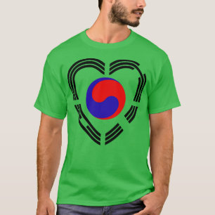 Camiseta Corazón de bandera patriota coreana 1